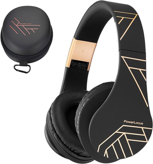 Auriculares Bluetooth supraaurales, estéreo HD, modo Micro SD/TF, radio FM, plegables, con estuche de transporte, se conectan a 2 dispositivos (iPhone/PC).