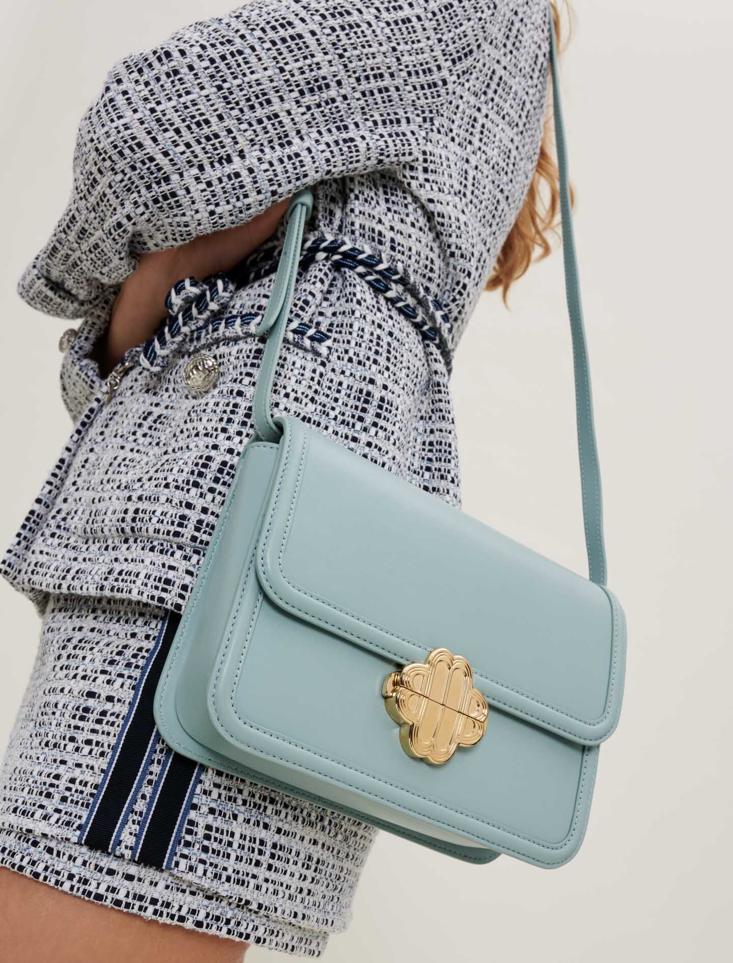 Clover-celadon leren tas met sluiting