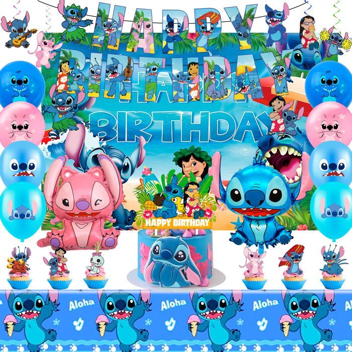 Verjaardagsfeestdecoratie - INBXXARTY - Stitch - Meerkleurig - Kinderthema - Hedendaags