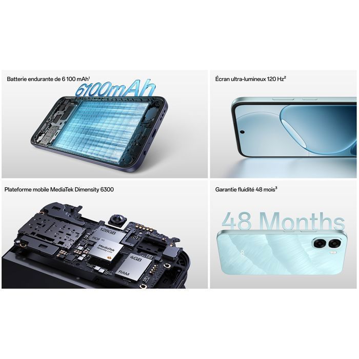 Smartphone OPPO A6x 5G 4GB RAM 128GB Negro Violeta Dimensity 6300 6100 mAh - Versión UE