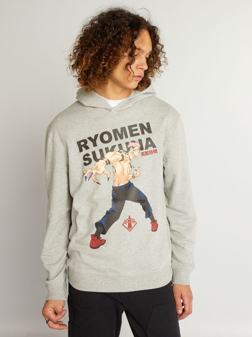 Hoodie 'Jujutsu Kaisen' 'Ryomen Sukuna' - GRIJS