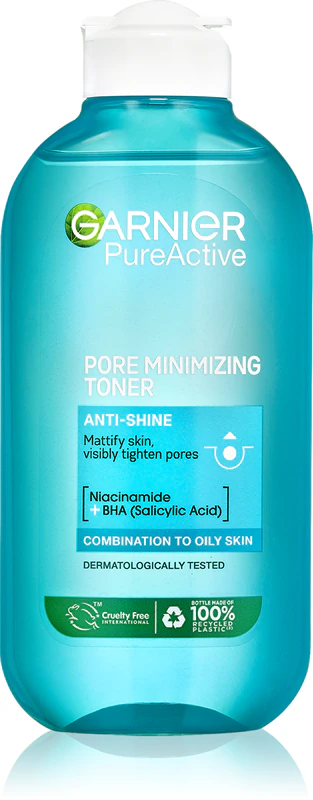 Tônico de limpeza Garnier Pure Active para pele com problemas.