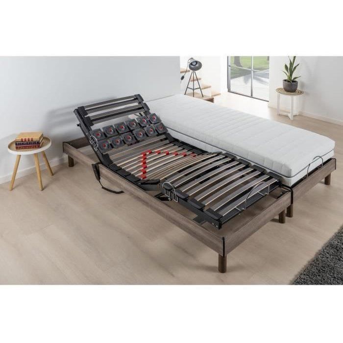 Conjunto de colchón y base ajustables eléctricos Dreamzone ERGO 2 - 2 x 90 x 200 cm - Muelles ensacados - DEKO DREAM Ergo 2