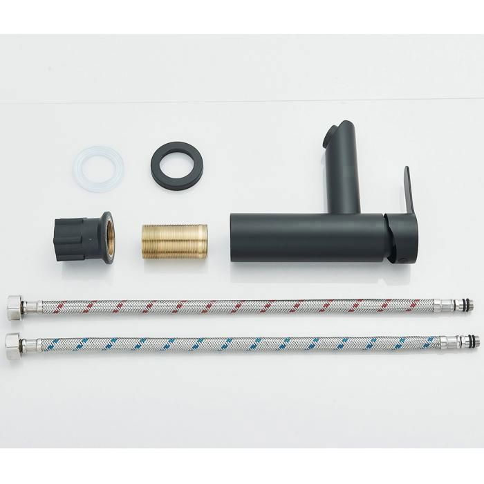 Black hot and cold bathroom and basin taps, single lever black basin mixer tap, countertop bathroom sink tap