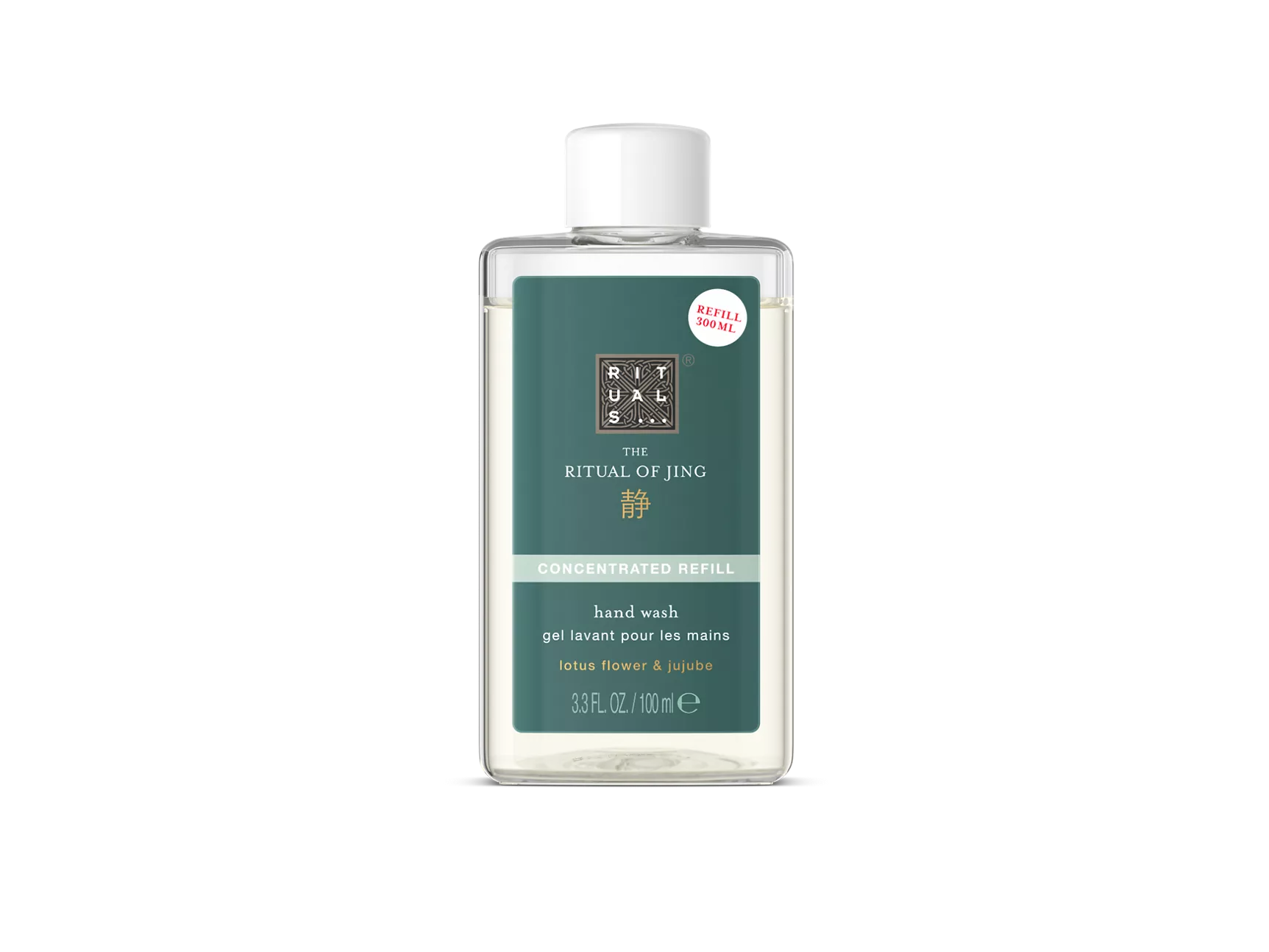 Jabón líquido concentrado para manos The Ritual of Jing, recarga de 100 ml.