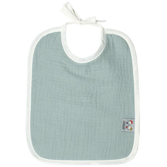 Sevira Kids | Bavaglino Jeanne in garza di cotone con laccetti - Grigio e verde - Neonato - Prodotto in Francia