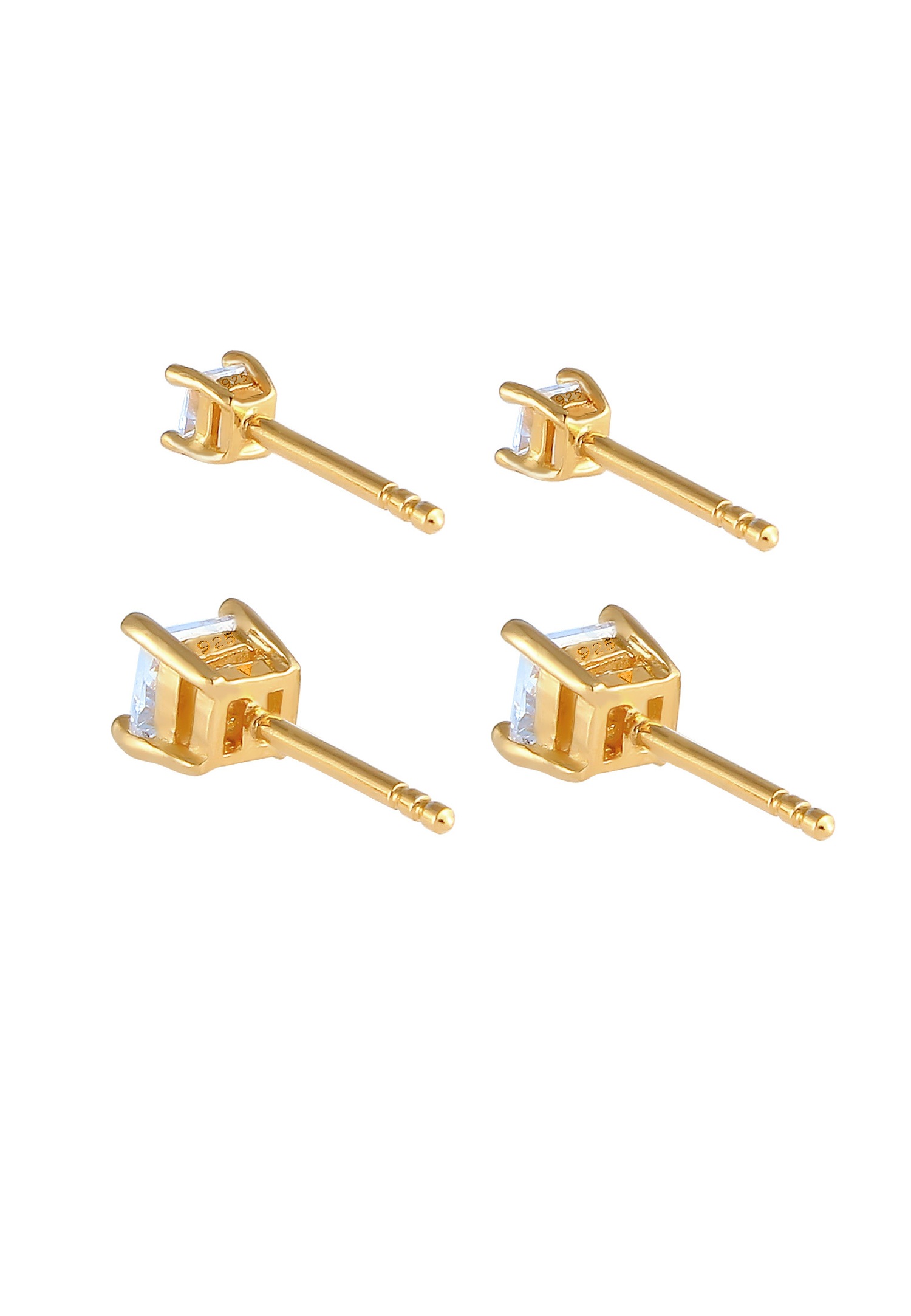 Elli Boucles d'oreilles dames serties de Géo carré avec des cristaux de zircone en argent 925