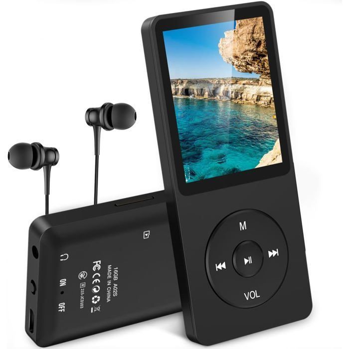 AGPTEK 16GB MP3-speler met hoofdtelefoon, FM-radio, opnamefunctie, e-book, 1,8