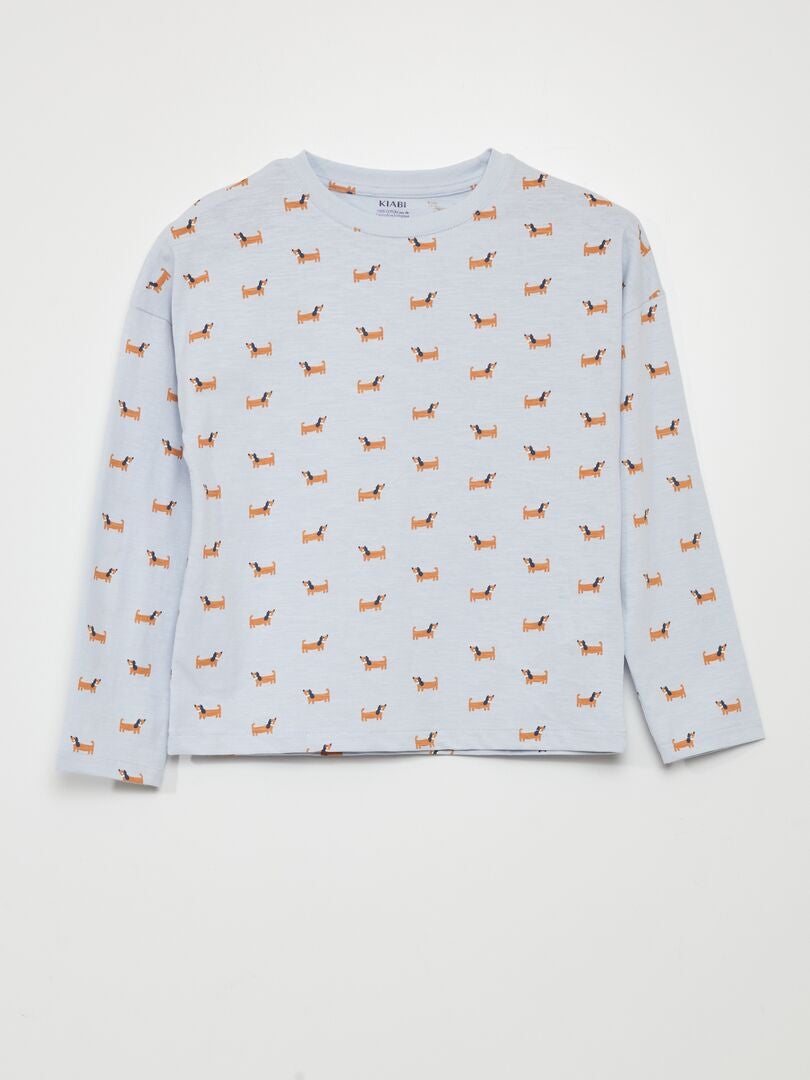 Camiseta com estampa de cachorro - AZUL
