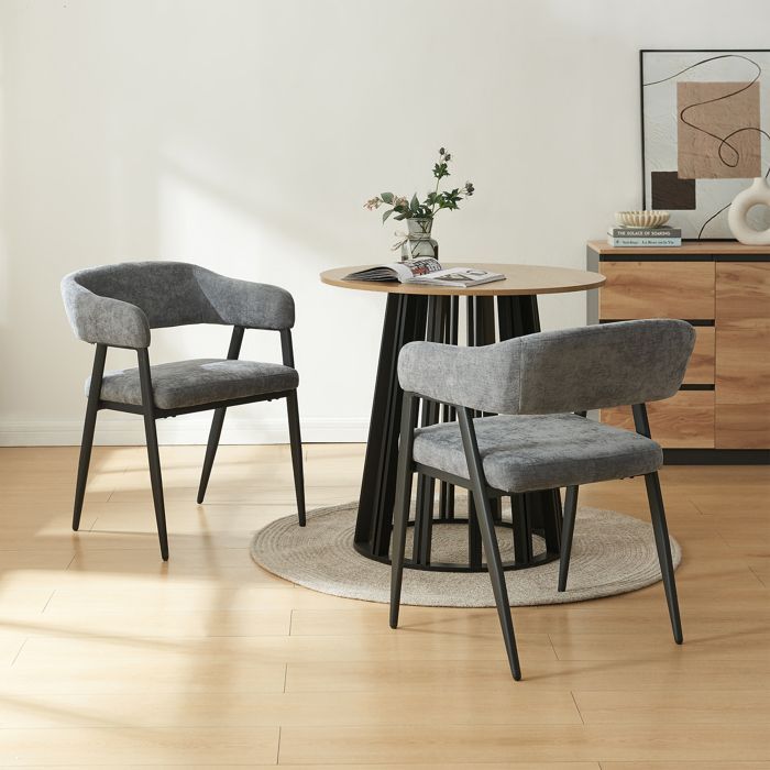 Juego de 2 sillas de comedor Kohlmand, 77 x 59 x 55 cm, gris oscuro.