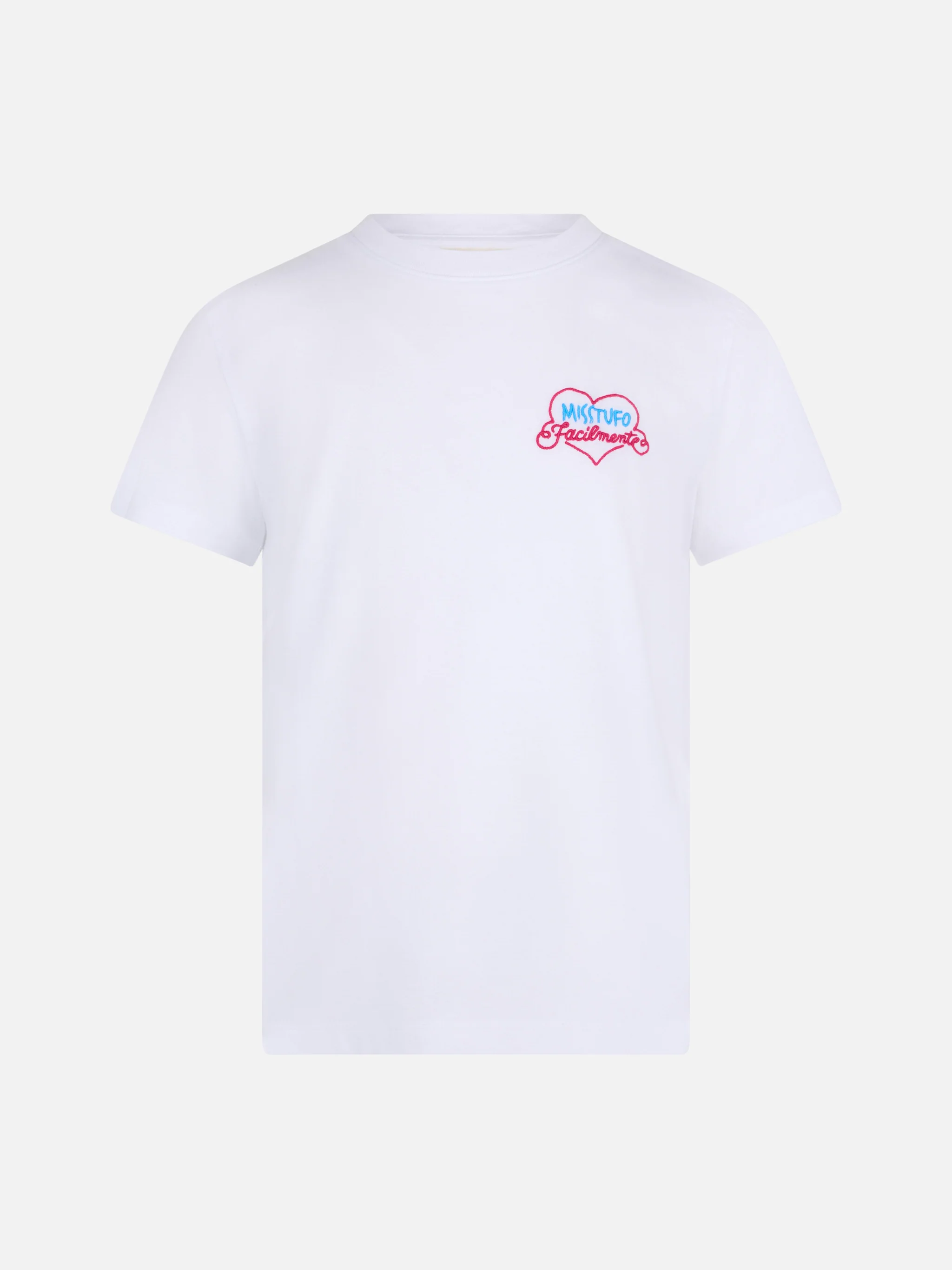 Elly meisjes T-shirt van katoenen jersey met ronde hals en 'Miss'-borduurwerk.