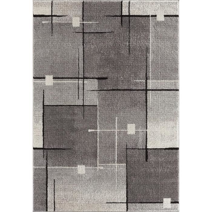 Alfombra para salón - THE CARPET - PEARL - Diseño geométrico - Gris - 240x330 cm