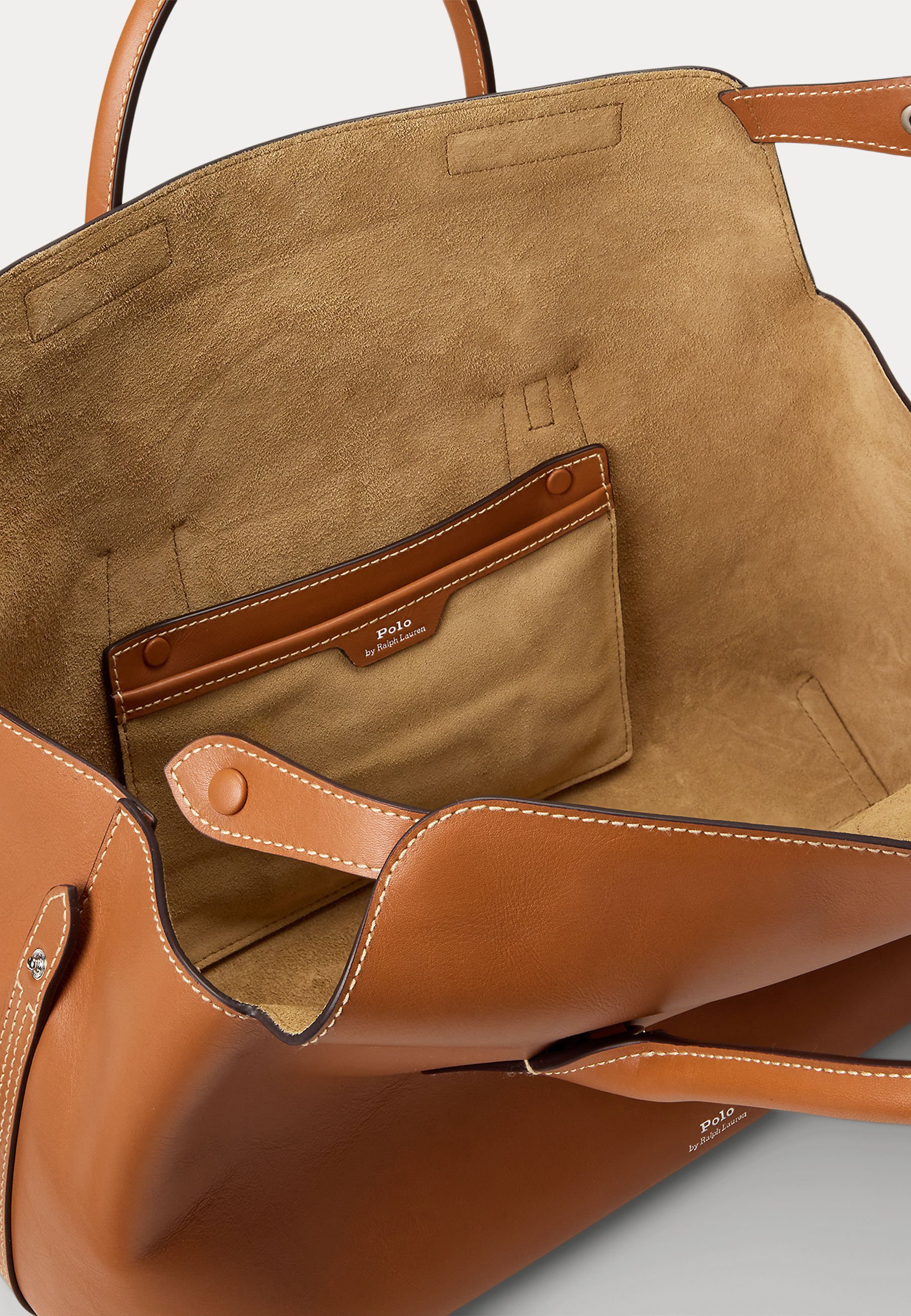 Polo Ralph Lauren BELLPORT LEREN SATCHEL - Handtas - cognac
