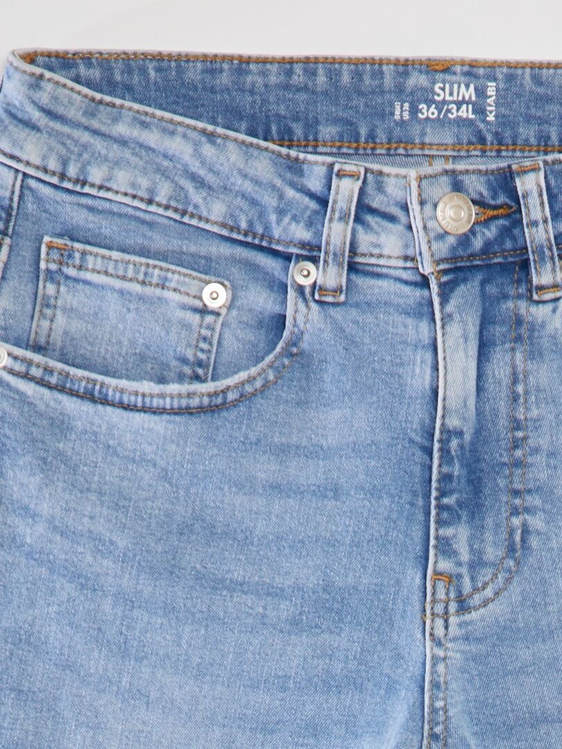 Slim fit jeans met 5 zakken - Maat L34 - Blauw