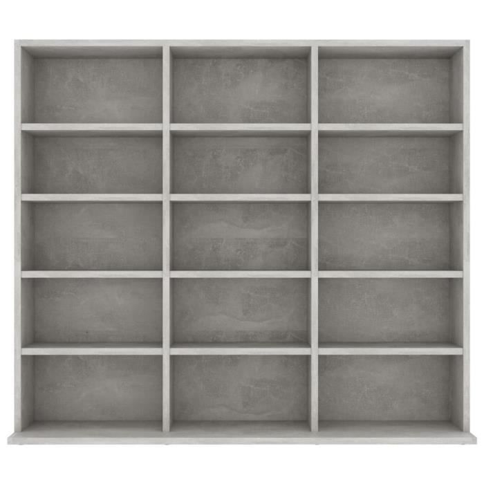 Storage Unit - CD Cabinet - Concrete Grey 102x16x89.5 cm Chipboard