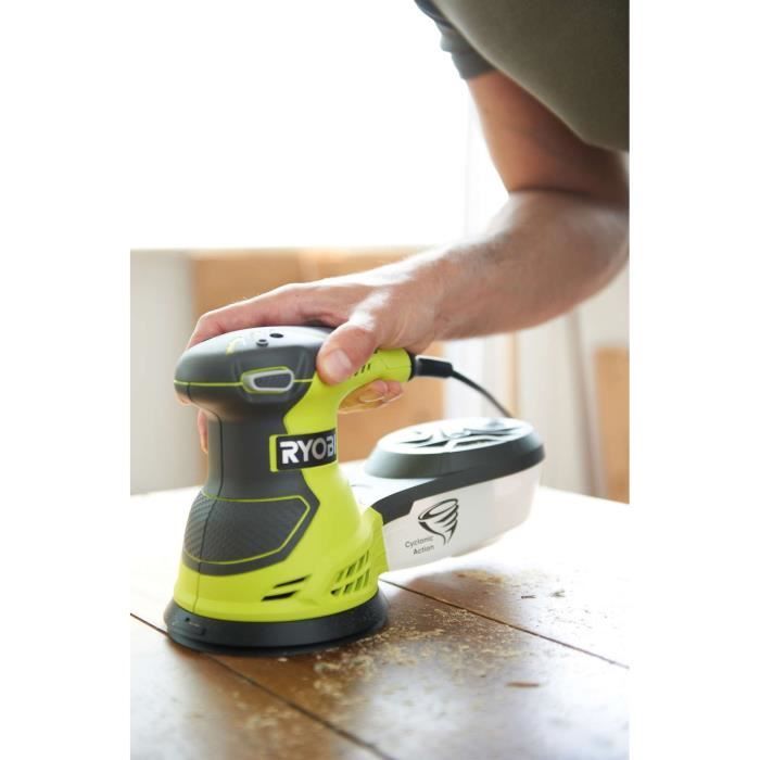 RYOBI - Lijadora orbital aleatoria de 300 W - 7.000-13.000 oscilaciones/min - 125 mm de diámetro - Se suministra en una bolsa de transporte con 20 discos de lijado - ROS300A
