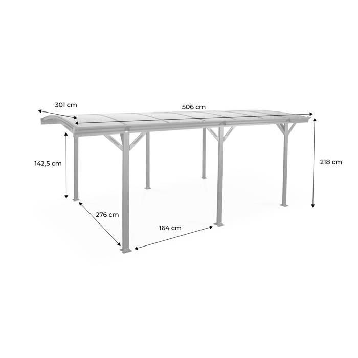 Cochera de aluminio y policarbonato de 15 m² LE MANS