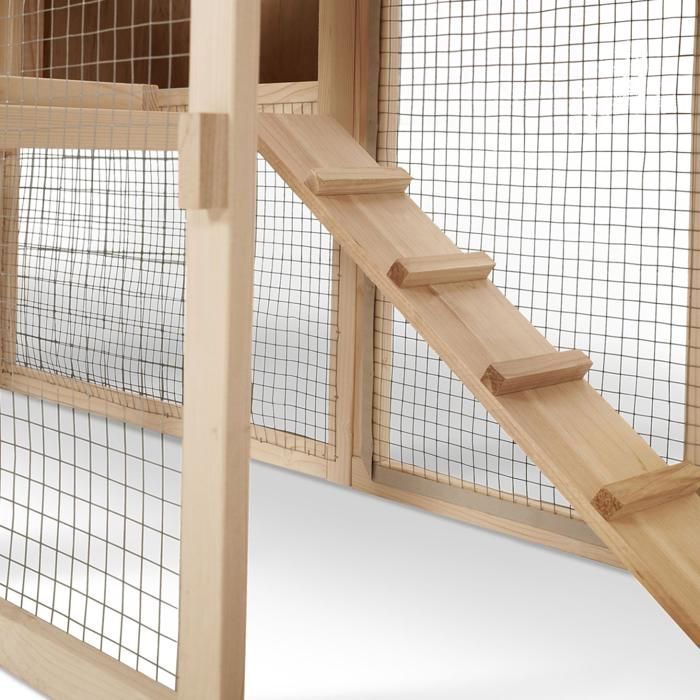 IDMARKET VIP Gallinero con jaula doble de madera XXL
