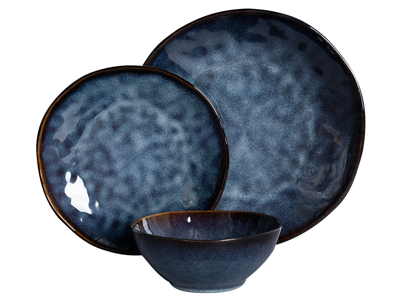 Komplet obiadowy 18 el. ceramiczny Terra niebieski