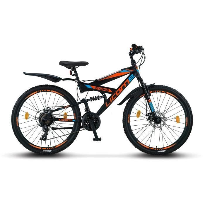 Vélo tout terrain Licorne Bike Strong 2D - Schwarz/Blau/Orange - 26