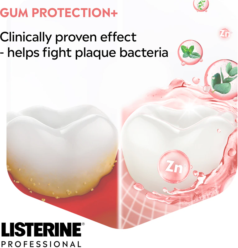 Ústna voda Listerine Professional Gum Protection+ chráni zuby a ďasná