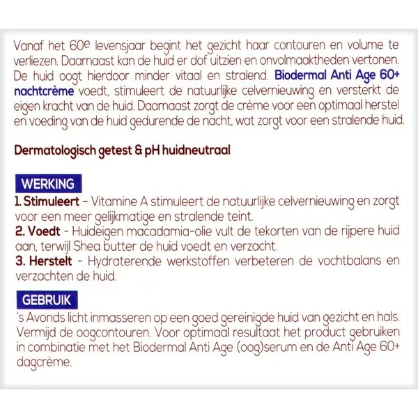 Biodermal Anti Age 60+ noćna krema<br>50ml - Zrela koža