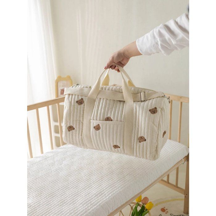 Bolso cambiador, bolso de hombro, bolso de lactancia, regalo para baby shower, tamaño XL, oso beige.