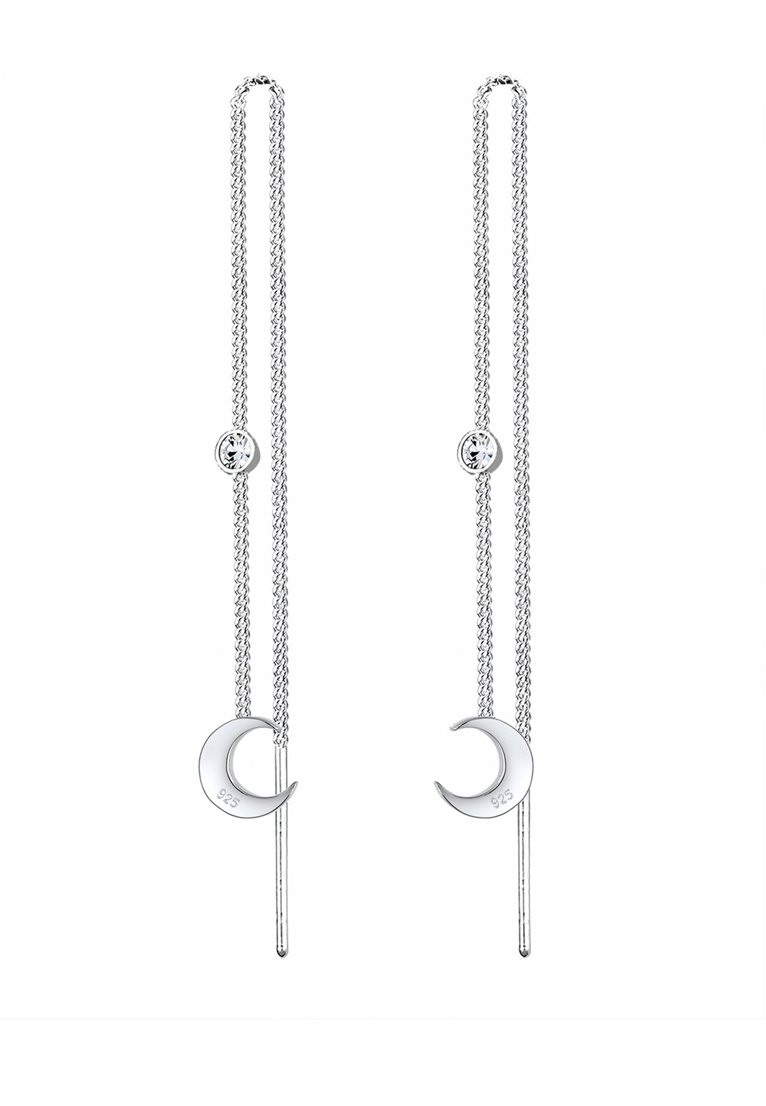 Elli Femmes Pendentif d'oreilles Demi-lune Astro avec Cristal en Argent Sterling 925