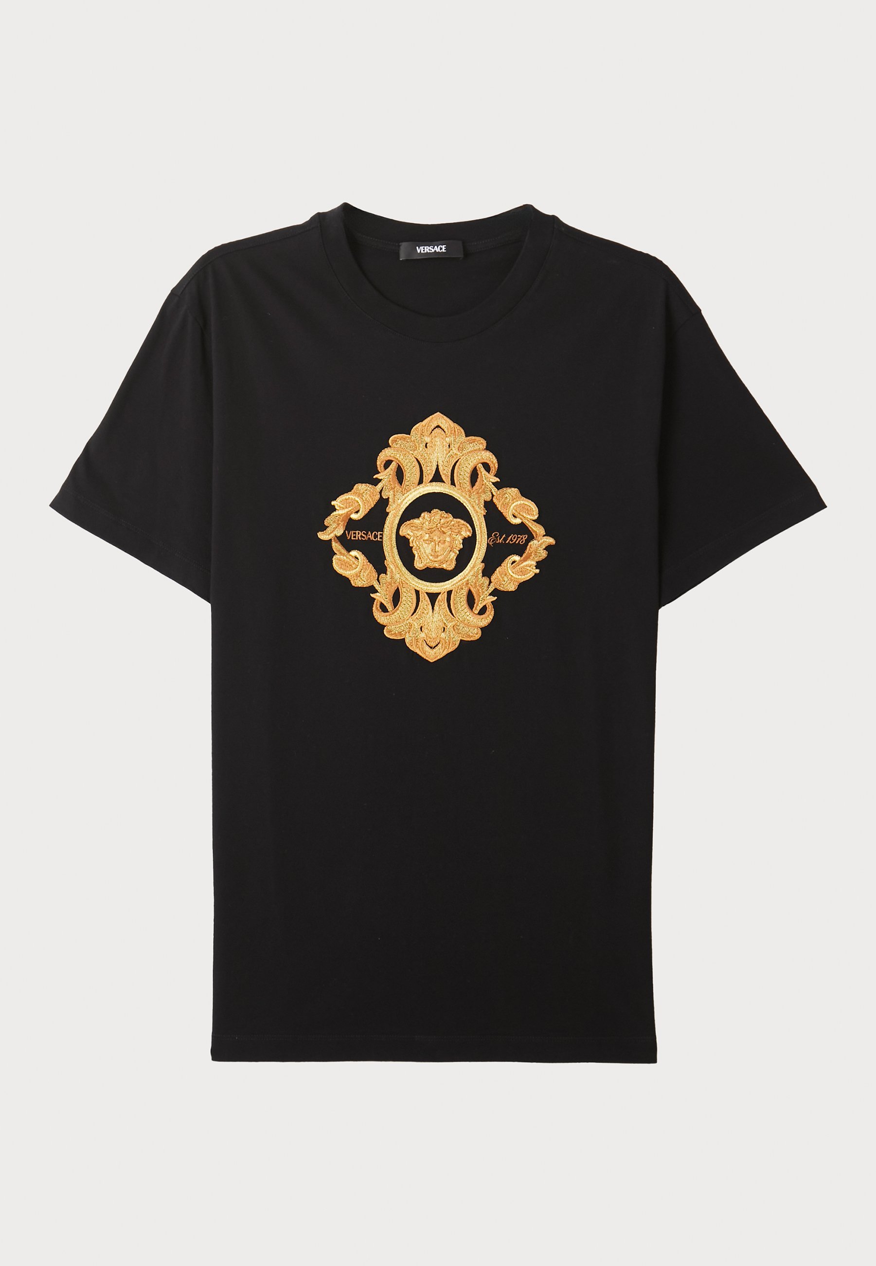 Versace ARCHITECTURAL BAROCCO CREST EMBROIDERY - T-shirt met print - zwart