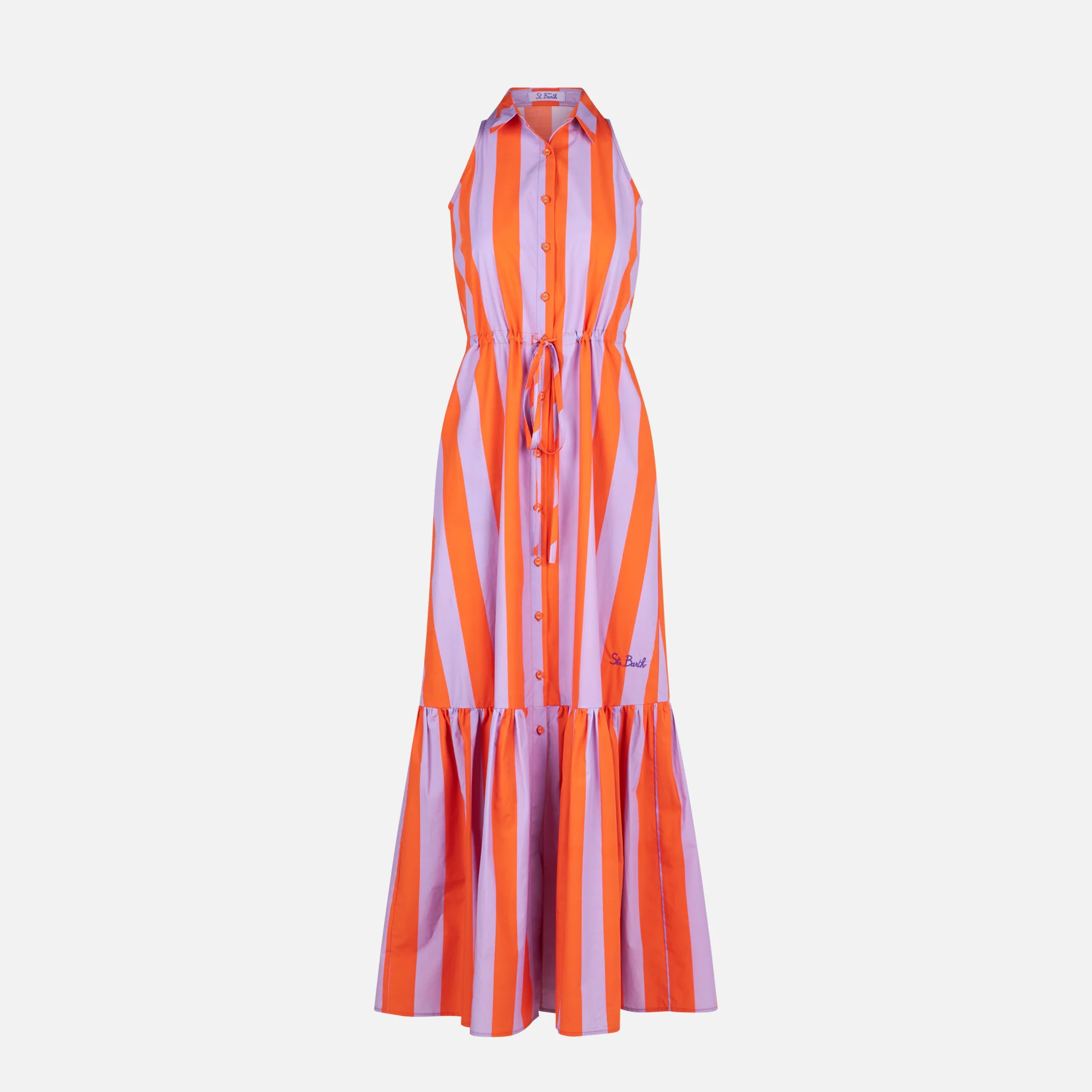 Damesjurk met kraag en gestreepte print