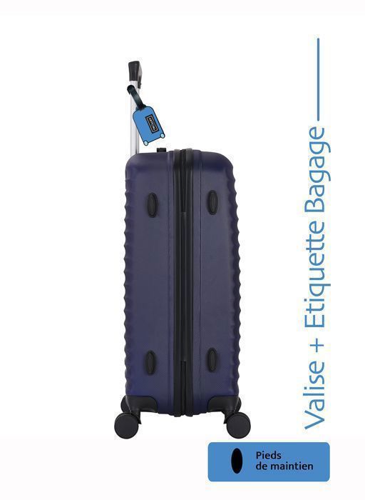 Stor 75 cm ABS Airlight-koffert, blå + bagasjelapp - 4 x 360° hjul - 94 l - ADC