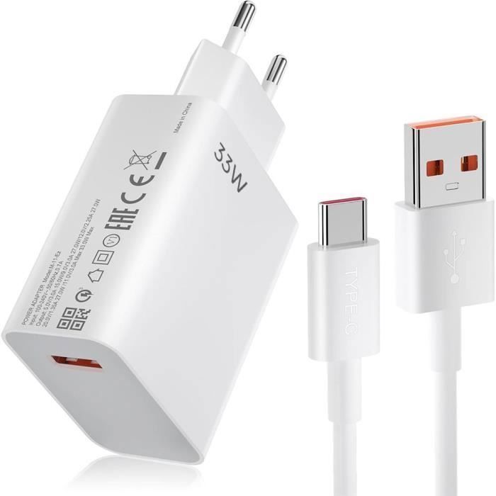 33W Fast Charger - EFCONNECTION - 1M USB-C Cable - for Xiaomi and Redmi 15C, 14C, 13C, 5A, Note 15 Pro Plus, Note 14 Pro, Note 13