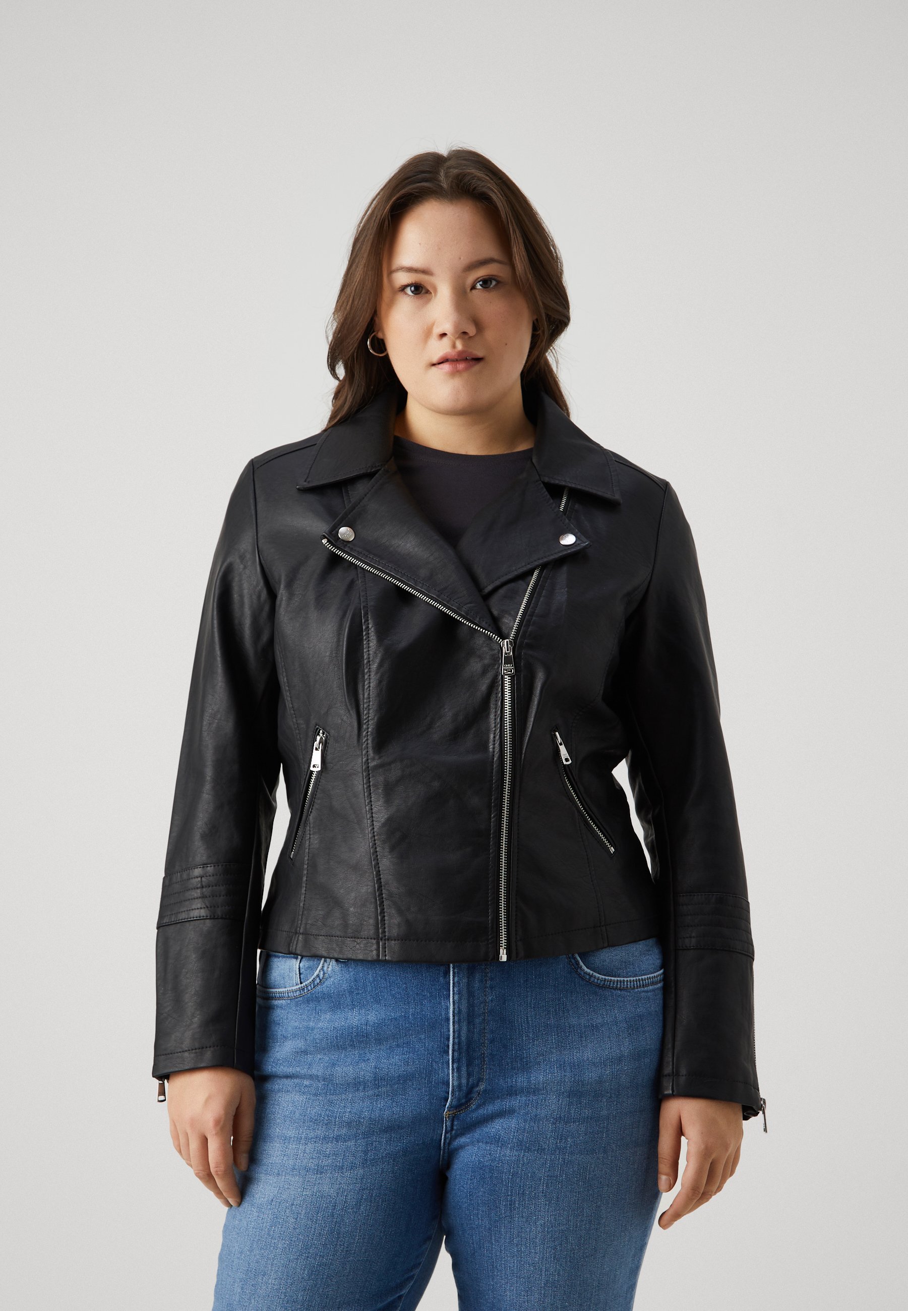 ONLY Carmakoma CAREMMY BIKER - Kunstleren jas - zwart
