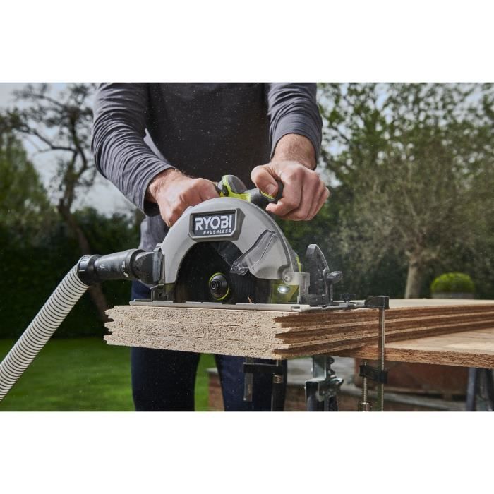 Sierra circular - RYOBI - Sin escobillas - Motor sin escobillas - 18 V - Diámetro 184 mm x 16 mm - 4500 rpm - Incluye 1 hoja de 24 dientes