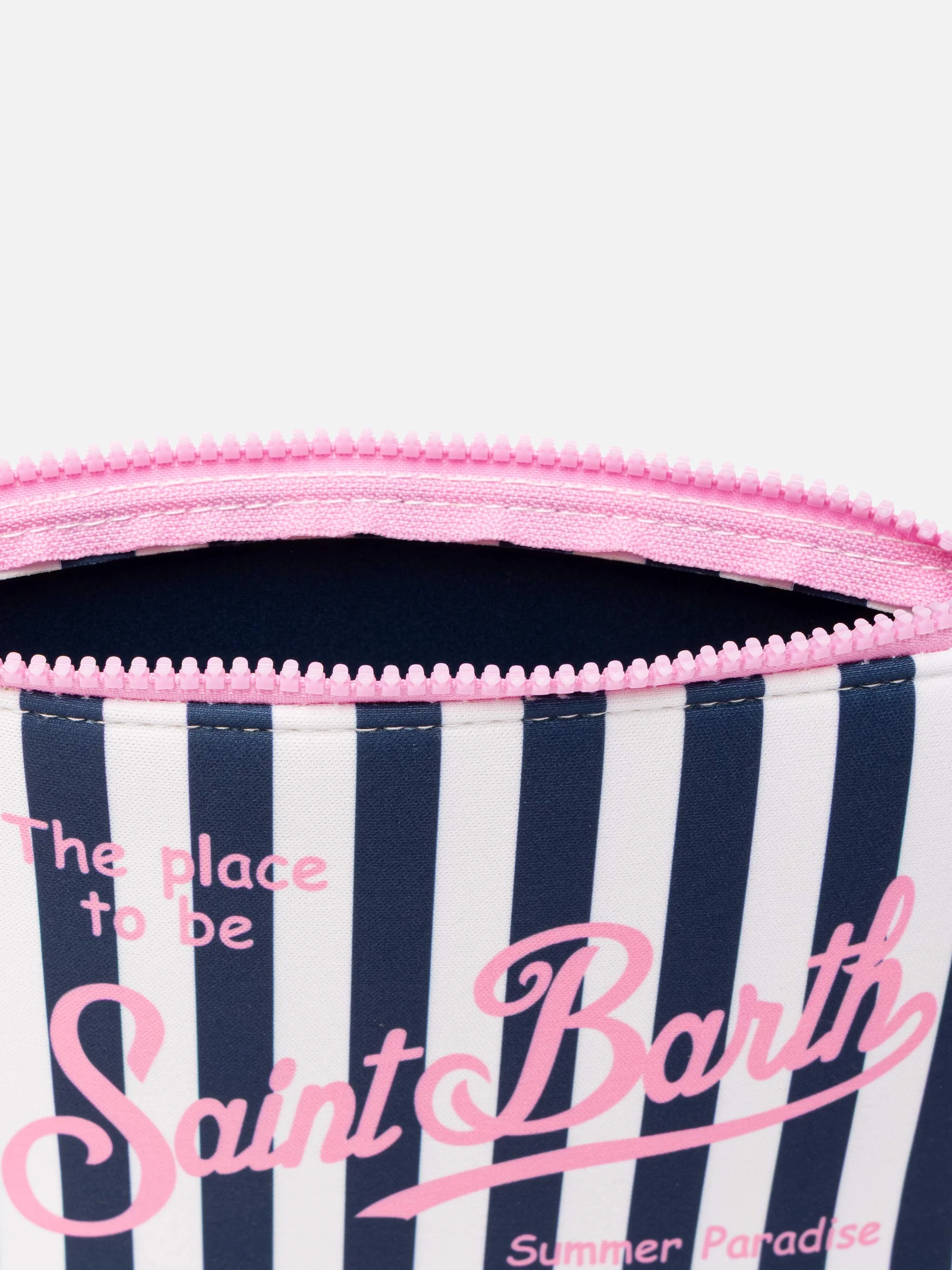 Aline scuba clutch met gestreepte print