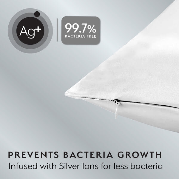 Federa in raso bianco Silver Cloud con infusione di ioni d'argento