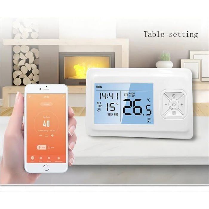 Thermostat connecté sans fil - ZOR® - WiFi - Programmable - Commande vocale - Compatible Alexa et Google Home - Antigel