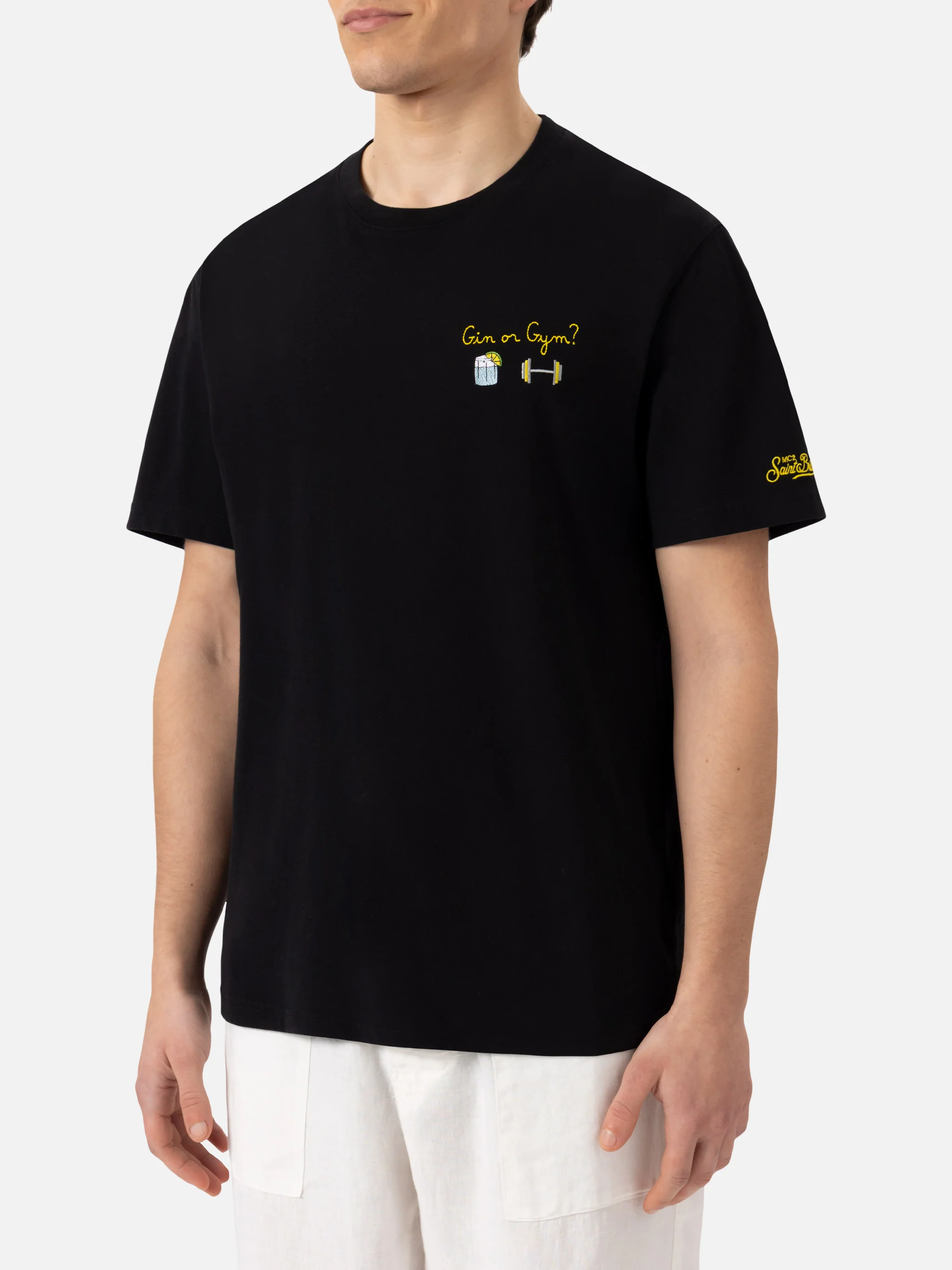 T-shirt Portofino in jersey di cotone classic fit con ricamo Gin or Gy