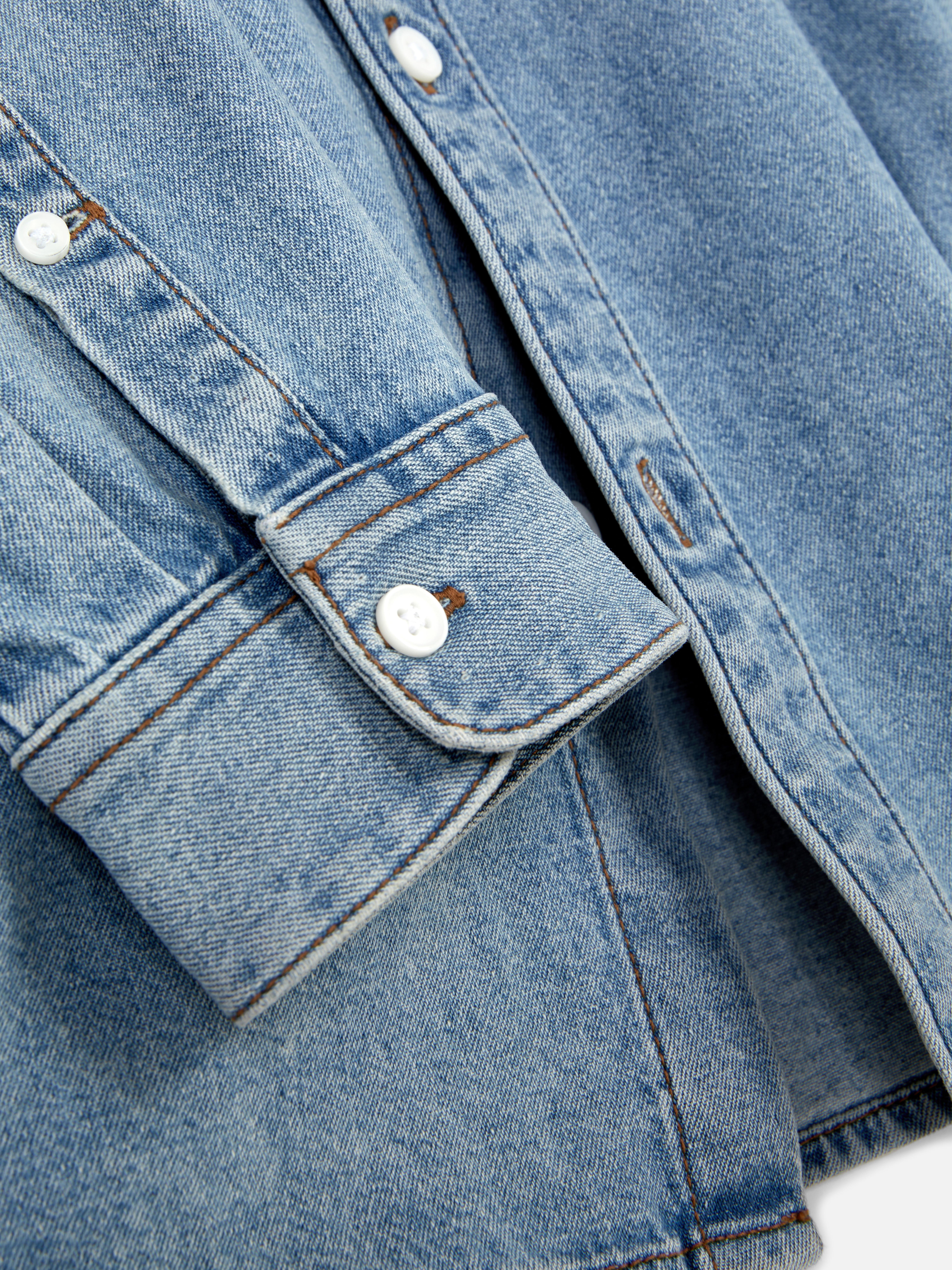 Cămașă cu mânecă lungă din bumbac twill Cămașă casual din bumbac twill cu mânecă lungă și închidere cu nasturi