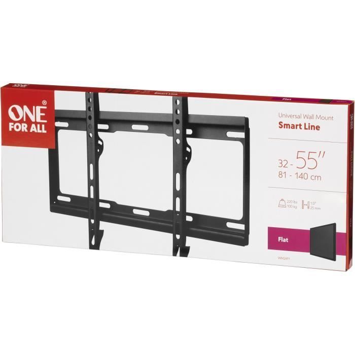 ONE FOR ALL WM2411 – Flache TV-Wandhalterung für 32–65 Zoll/81–165 cm Bildschirmdiagonale – Für Fernseher bis 100 kg – 25 mm Wandabstand