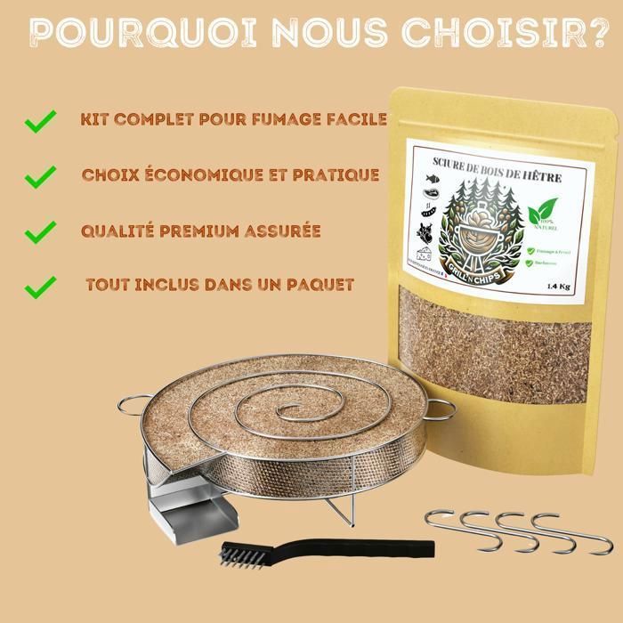 GRILL'N CHIPS - Cold smoke generator (coil) for smokers & barbecues + 1.2 kg beech sawdust