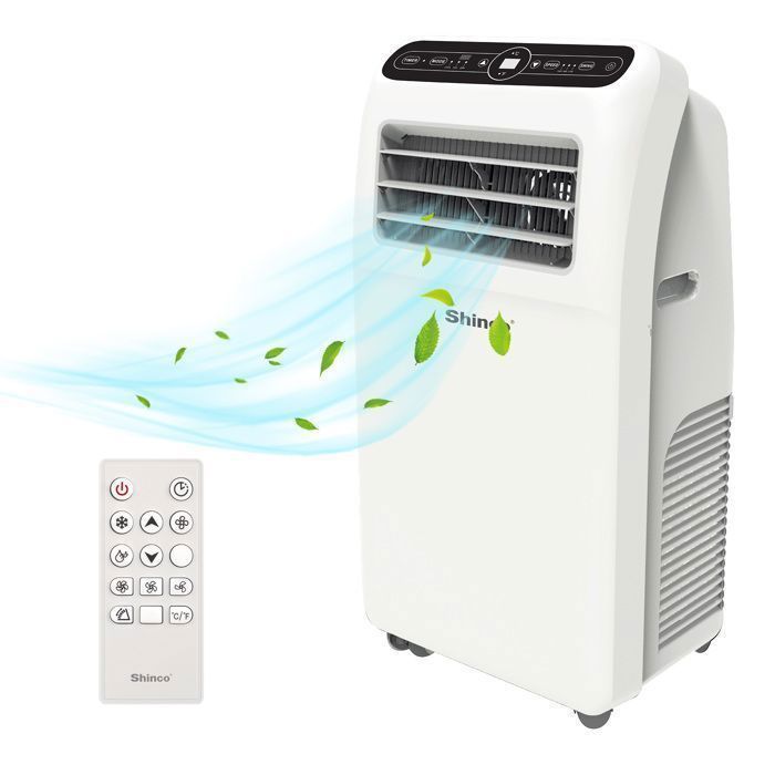 SHINCO 3-en-1 12000 BTU Climatiseur Mobile, Ventilateur, Déshumidificateur, Télécommande, Eco R290, Classe énergétique A