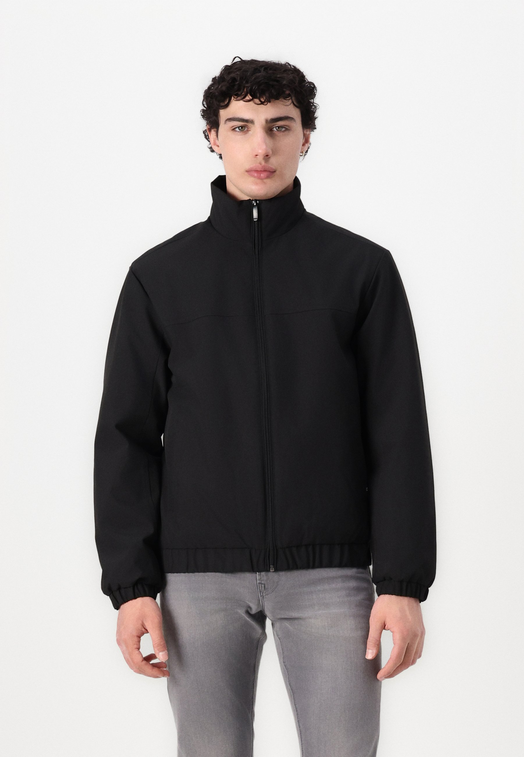 Blouson imperméable en denim Tom Tailor à col montant - Noir