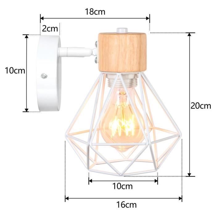 IDEGU 2 stuks industriële vintage moderne wandlampen in retro Edison-stijl met kooiconstructie voor woonkamer en slaapkamer