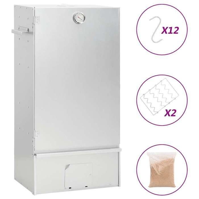 Horno ahumador para barbacoa vidaXL con virutas de madera 44,5x29x83 cm 364746