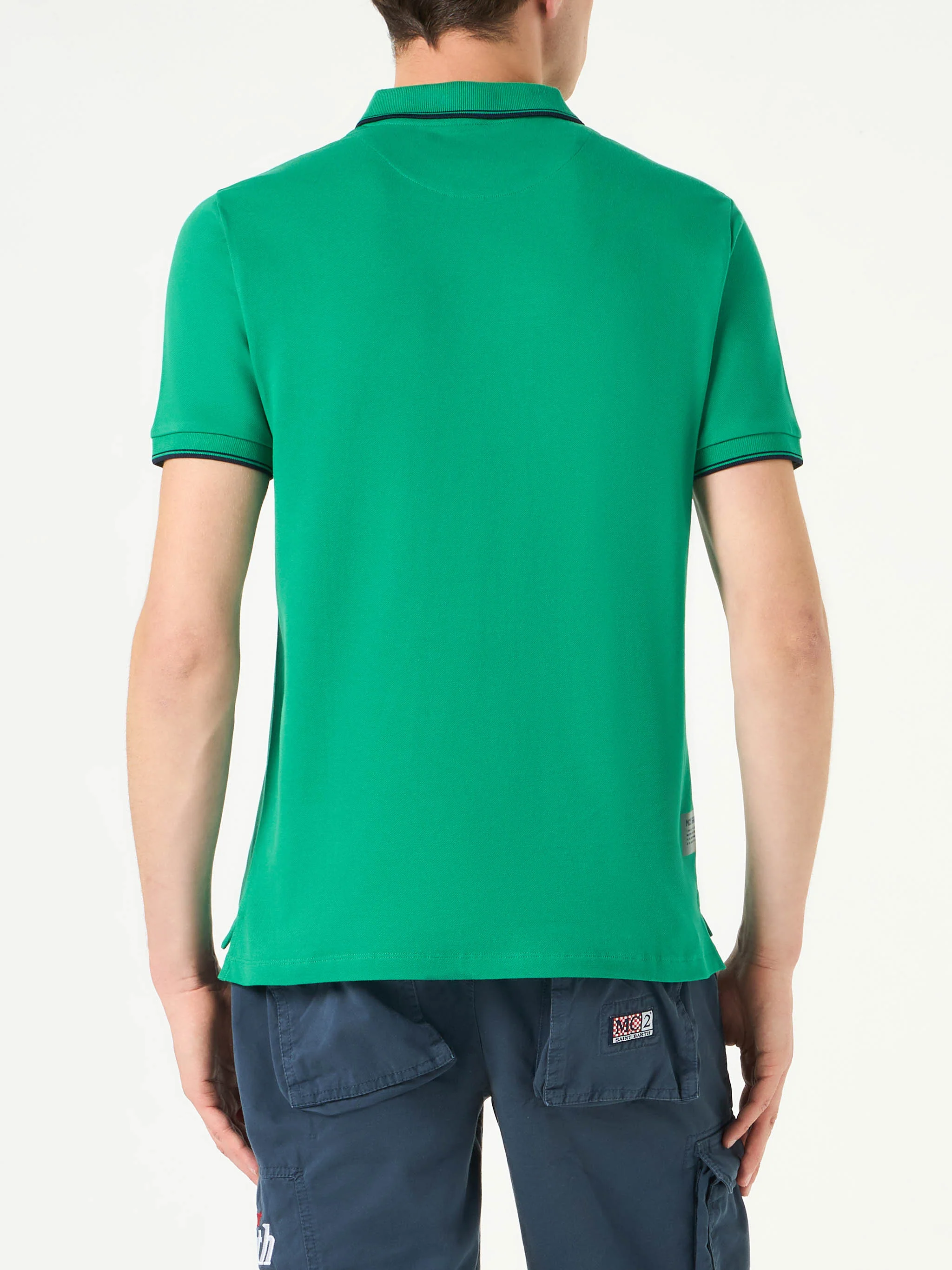 Groene poloshirt met St. Barth-ruitlogo
