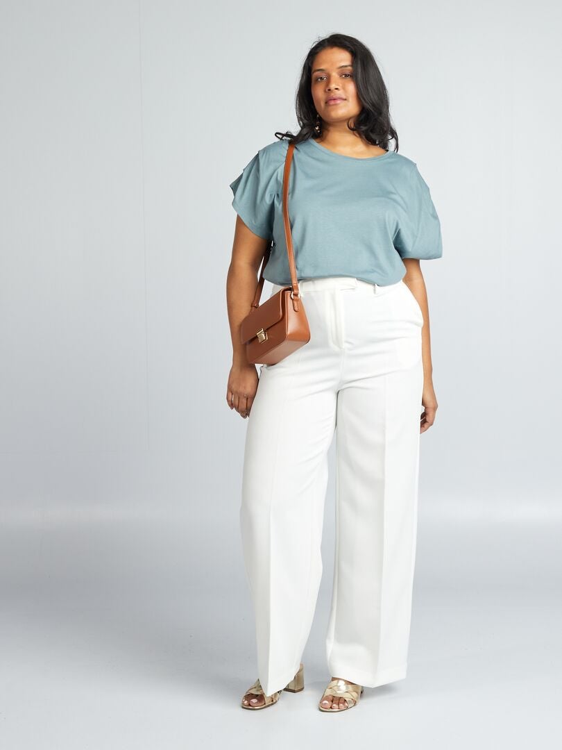 Effen T-shirt met korte mouwen - BLAUW