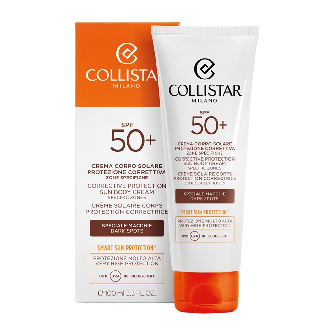 Collistar saules aizsargkrēms pigmenta plankumiem, koriģējoša aizsardzība, ķermeņa saules aizsargkrēms, SPF 50+ - 100 ml