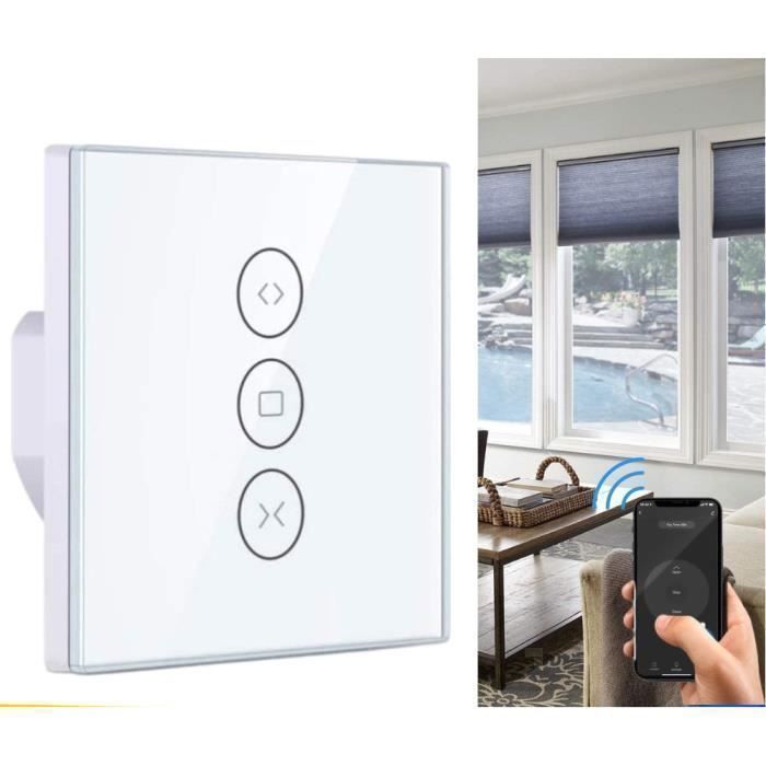 Interruptor inteligente WiFi para persianas enrollables, interruptor de pared inteligente para cortinas compatible con Alexa, Smart Life y Google.