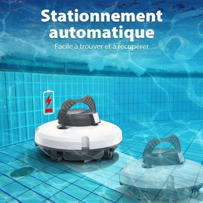 Robot pulitore per piscina senza fili, Redkey S100, autonomia della batteria 130 minuti, pulizia profonda 3 m, 100 m², parcheggio automatico